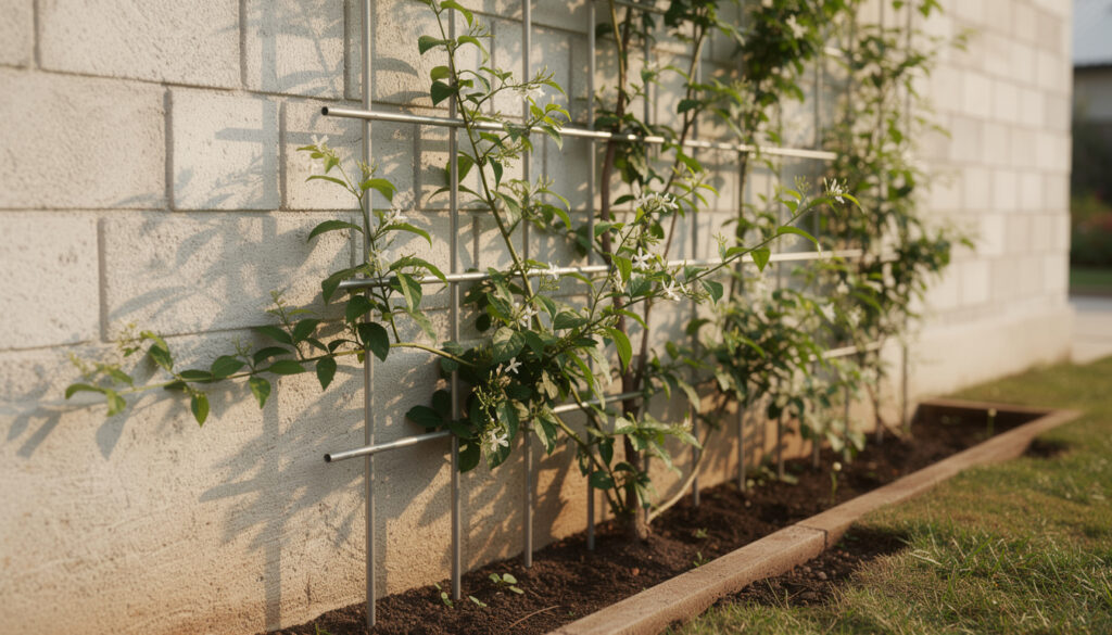 Essa planta com flores claras cresce rápido e ajuda a reduzir o calor em paredes que pegam sol o dia todo