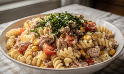 Essa salada de macarrão com atum fica pronta em 30 minutos e ainda melhora depois de gelar