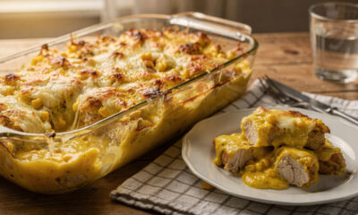 Frango com creme de milho dourado no forno que fica cremoso na medida certa e agrada toda a família