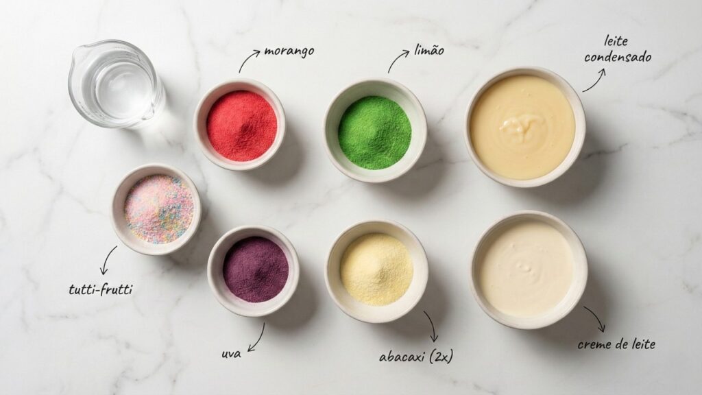 Com alguns sabores de gelatina e um creme básico, você cria uma sobremesa colorida que parece complicada, mas não é