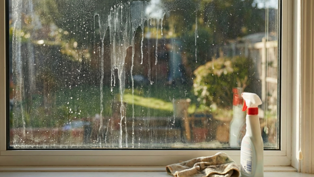 A limpeza incorreta da janela pode deixar manchas