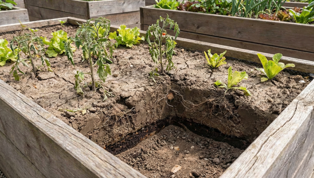 O canteiro elevado pode ser um problema no início