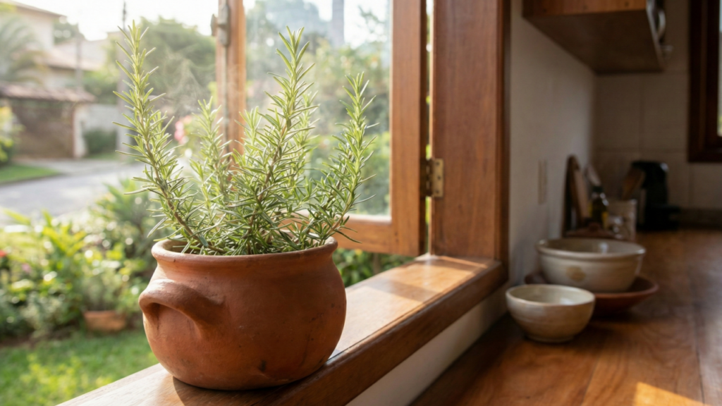 Com a luz do sol, o alecrim liberar óleos naturais que deixam o ambiente mais leve e refrescante