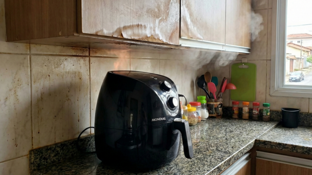 O vapor gerado pelo aparelho pode estragar móveis próximos