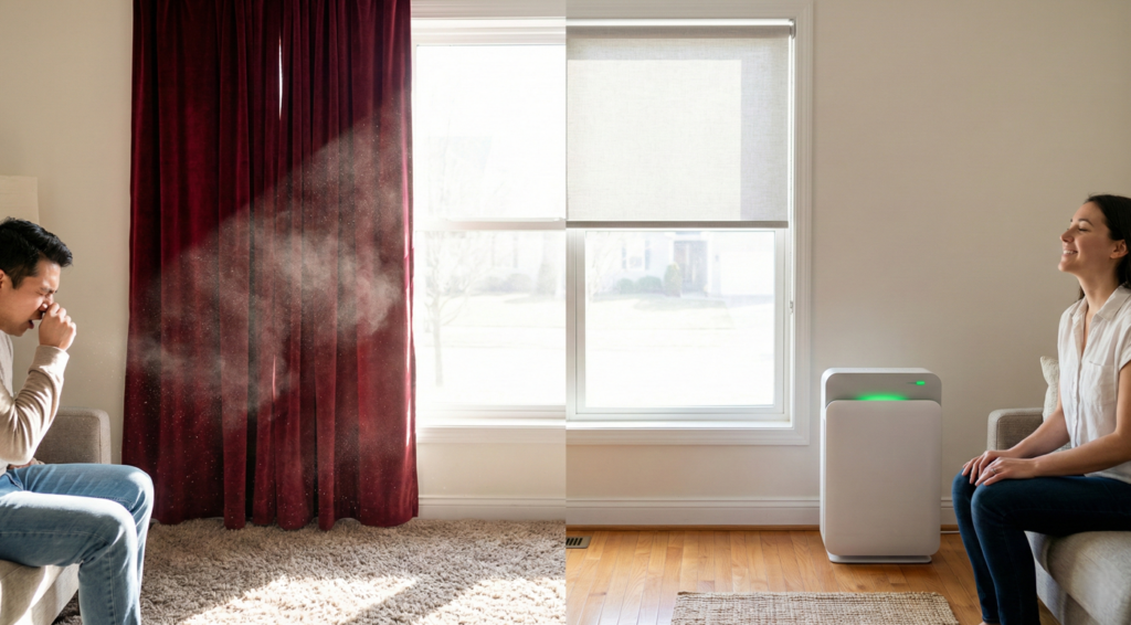 Cortinas podem ser um grande acumulador de sujeira e poeira