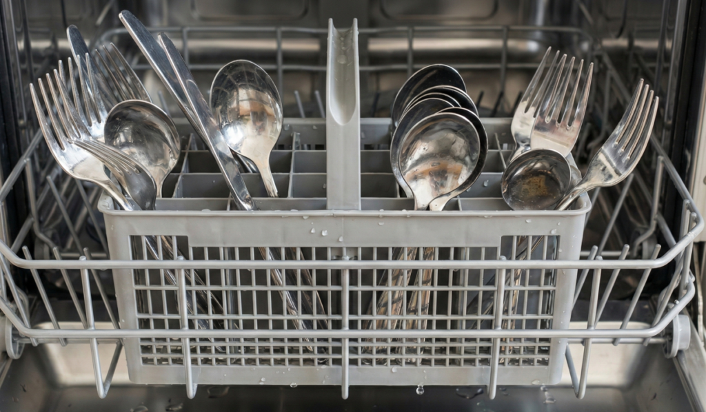 O lado que os talheres ficam na lava louças pode influencias como a lavagem é feita