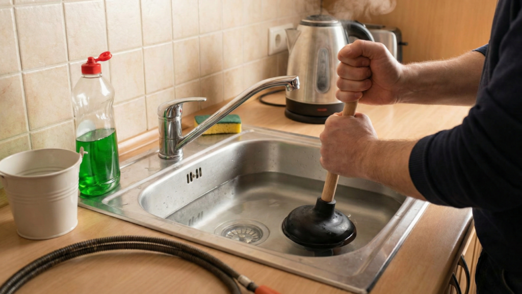 Desentupir o encanamento não requer muita força,