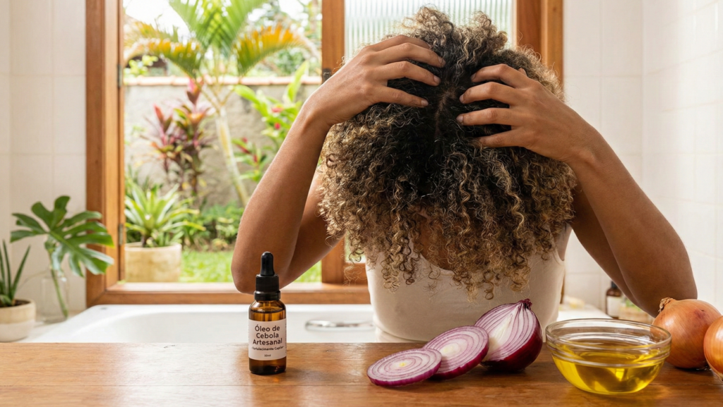 O óleo de cebola pode ajudar na queda capilar