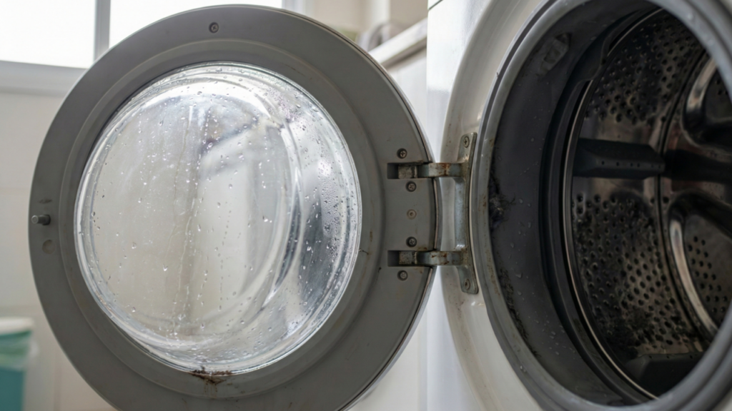 Deixar a porta aberta por um período curto de tempo pode ajudar com o excesso de umidade