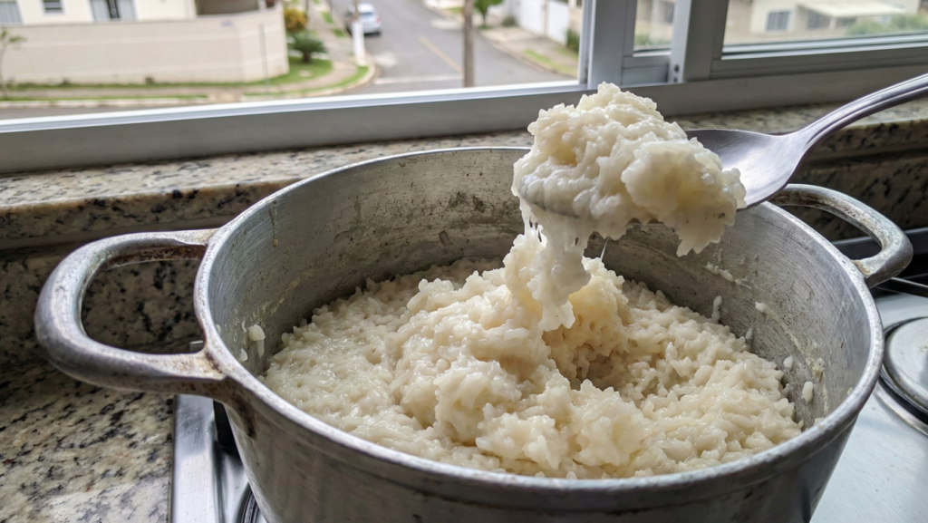 O arroz gruda devido a presença de amido em excesso