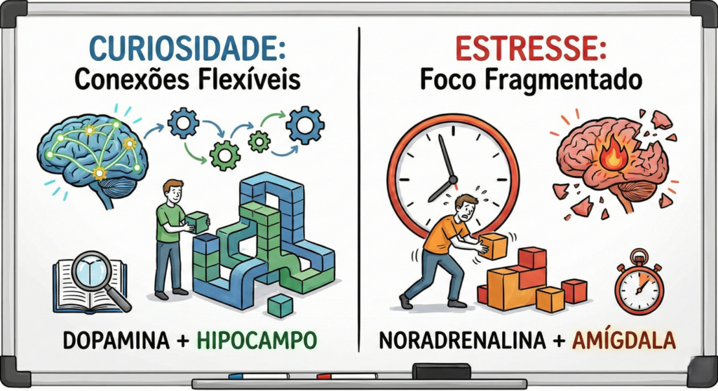 Aprendizagem forçada gera estresse, causando resultados diferentes do estudo por curiosidade
