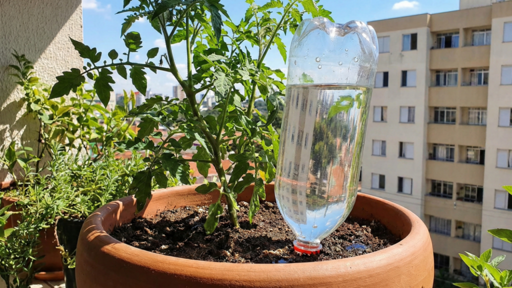 Por que recomendam colocar uma garrafa PET cortada de cabeça para baixo no jardim