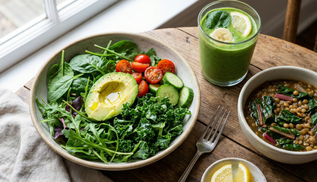 Como encaixar folhas verdes todos os dias na alimentação e aproveitar melhor ferro e vitaminas com truques simples