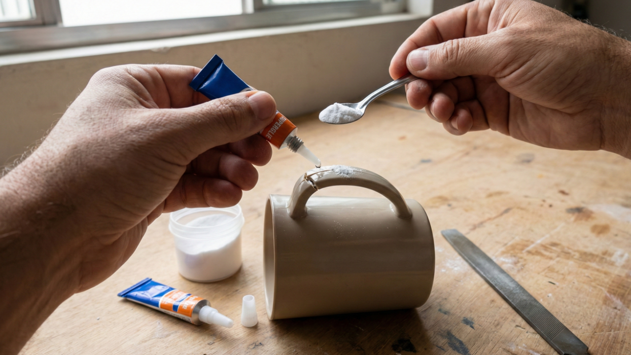 Misturar supercola e bicarbonato de sódio: por que funciona e para que serve no conserto rápido