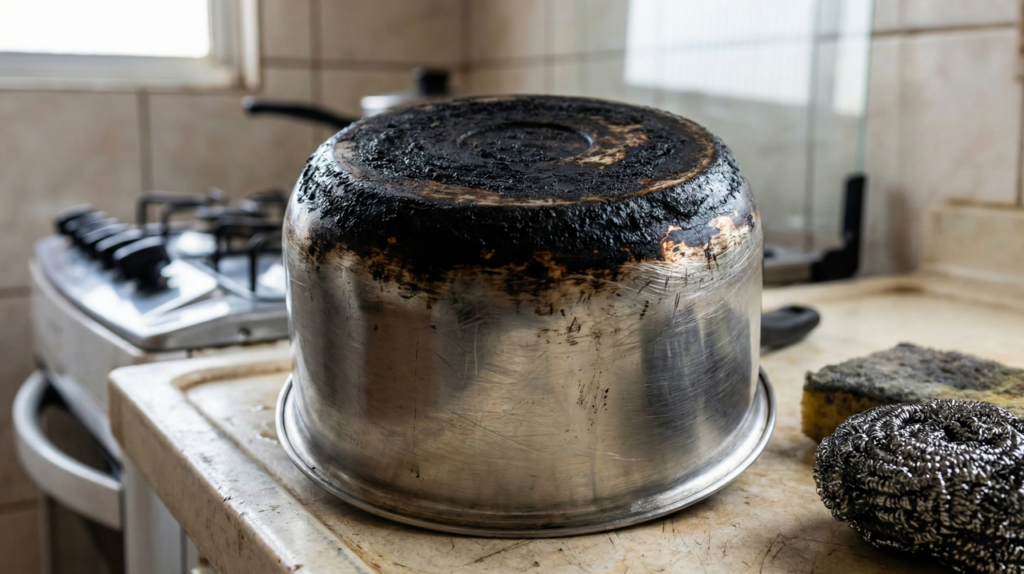 Como limpar panela queimada e tirar o preto do fundo mesmo sem palha de aço e sem muita força