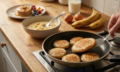 A panqueca de banana que fica pronta em 15 minutos e deixa o café da manhã com cara de hotel