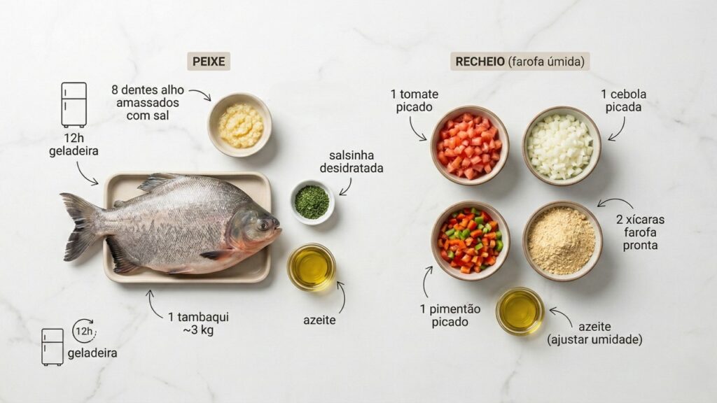 Esse tambaqui assado recheado descansa 12 horas e fica mais suculento no forno