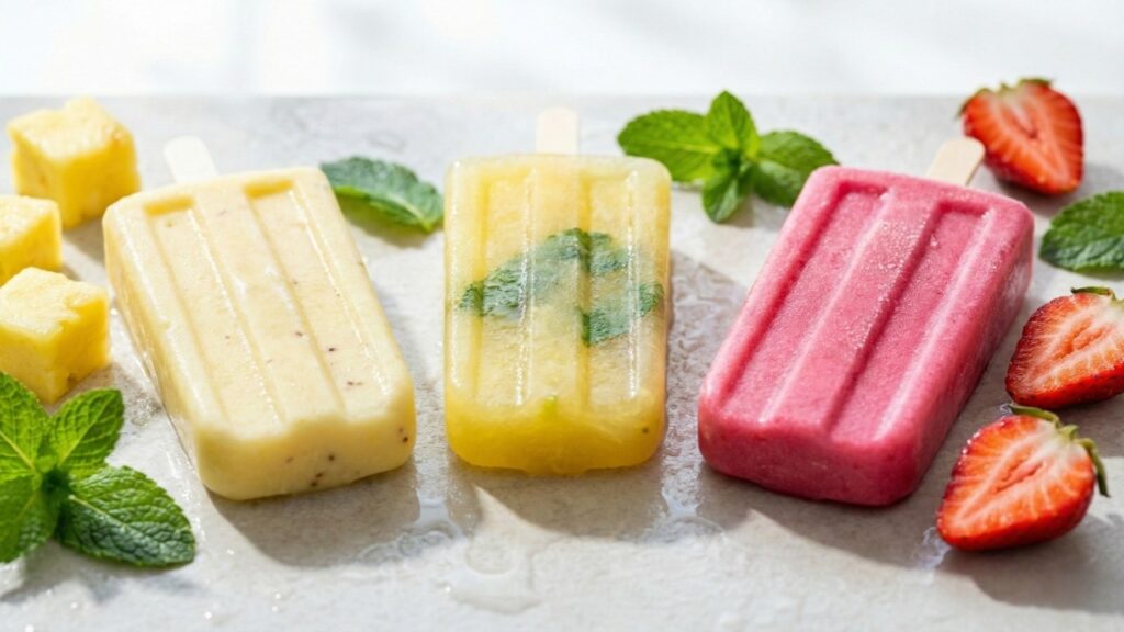 3 opções de picolés cremosos com poucos ingredientes para refrescar quando o calor aperta