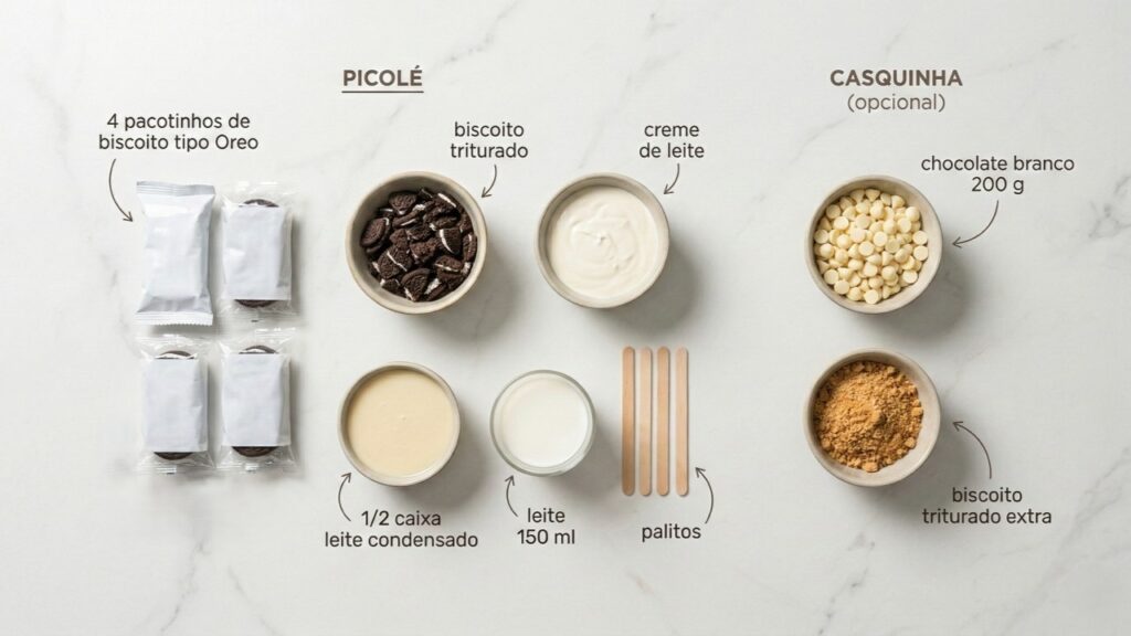 Esse picolé de Oreo no pacotinho fica pronto em 10 minutos e não precisa de molde