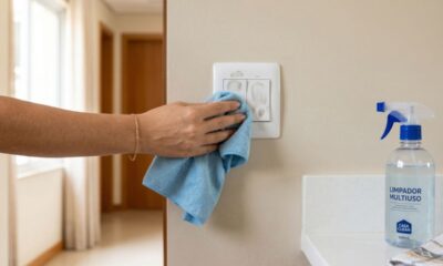 Aprenda a fazer um spray caseiro para limpar interruptores e maçanetas engorduradas em poucos segundos