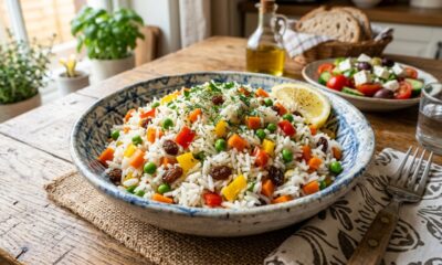 Misture arroz soltinho com legumes e faça um arroz à grega que combina com qualquer almoço especial