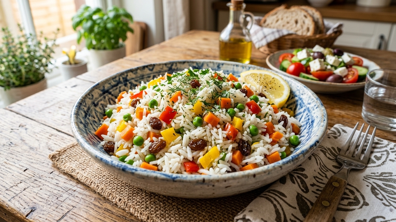Misture arroz soltinho com legumes e faça um arroz à grega que combina com qualquer almoço especial