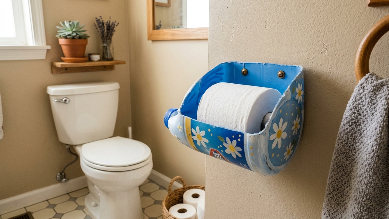 Com um galão de água sanitária, dá para criar um porta-papel higiênico lindo e econômico