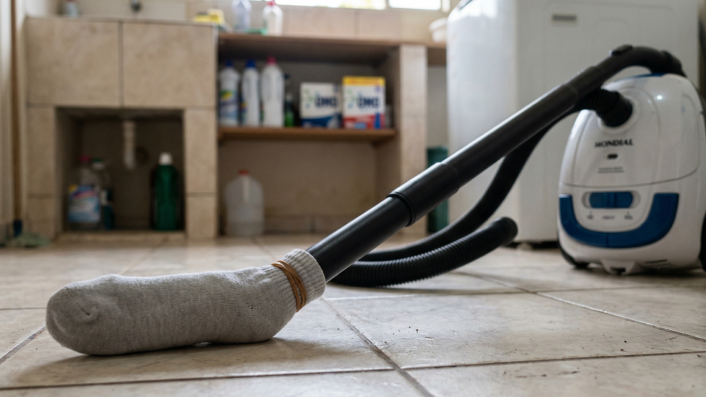 Adeus peças perdidas no chão: esse truque com meia e aspirador facilita a limpeza