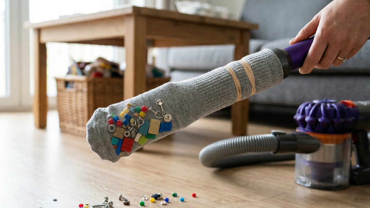 Adeus peças perdidas no chão: esse truque com meia e aspirador facilita a limpeza