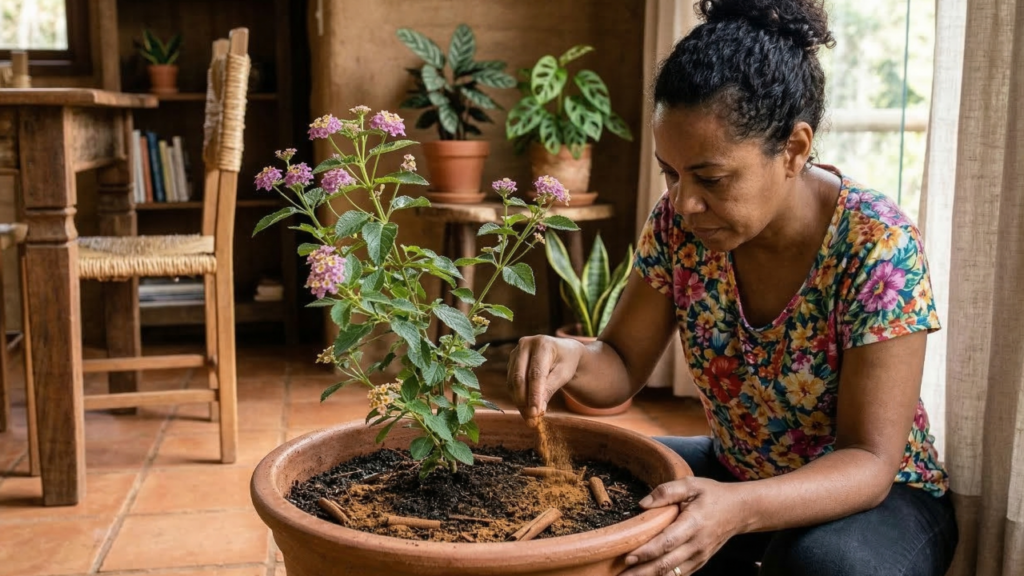 Polvilhe canela no vaso de flores e veja como esse truque simples pode ajudar plantas de interior