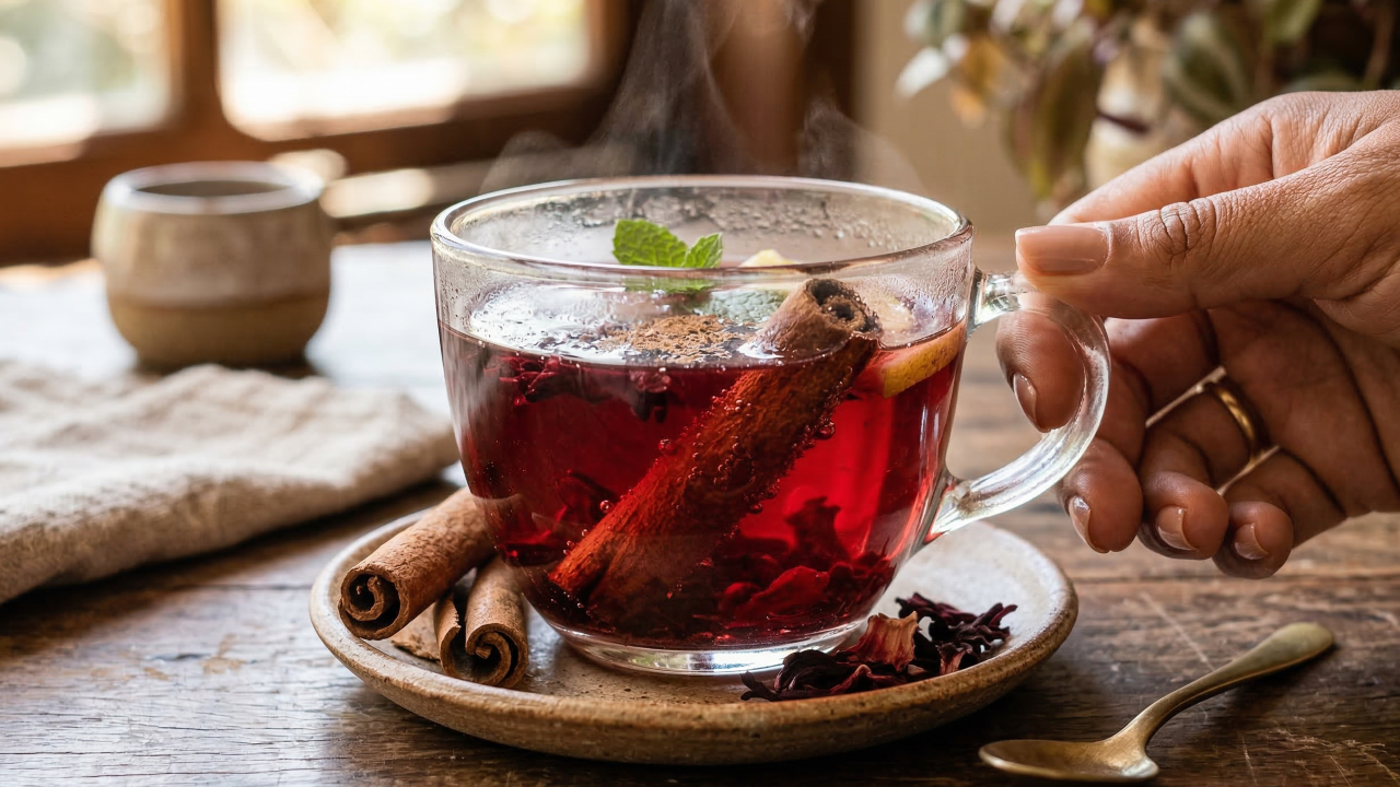 Aprenda a fazer o chá de hibisco com canela que ajuda idosos a aliviar o inchaço leve nas pernas