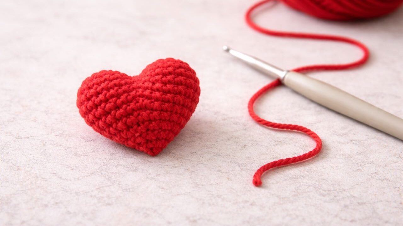 Coração de crochê fácil para iniciantes que nunca pegaram agulha e já querem ver resultado bonito