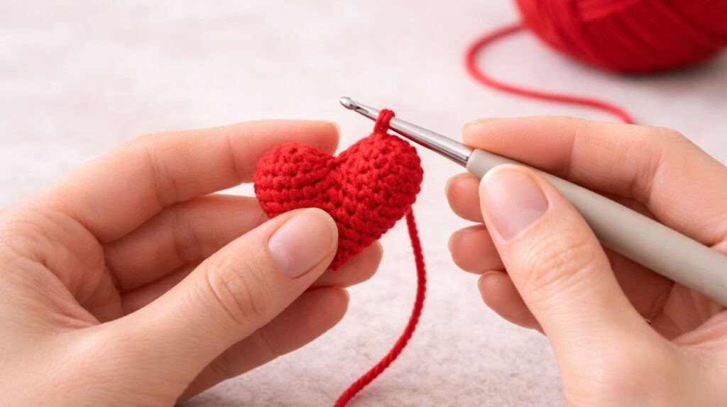 Coração de crochê fácil para iniciantes que nunca pegaram agulha e já querem ver resultado bonito
