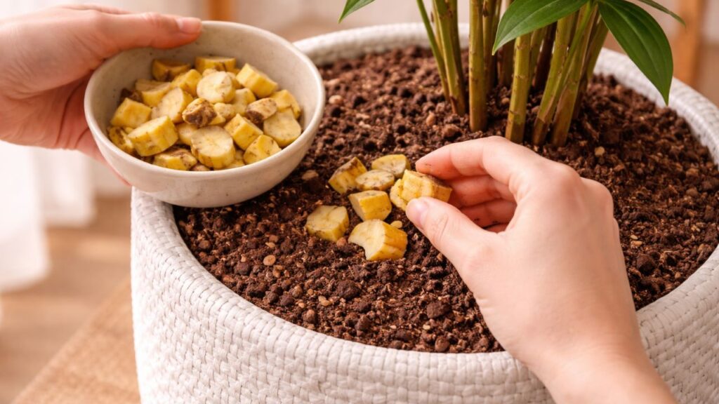Enterre isso no vaso e faça sua planta crescer mais rápido com essa dica que vale ouro