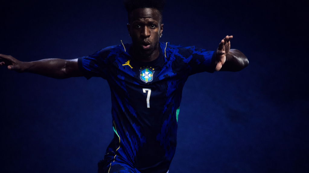 Nova camisa azul do Brasil para 2026 aposta em visual ousado da linha Jordan