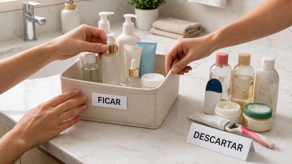 Como deixar o banheiro pequeno com cara de super organizado usando apenas ajustes rápidos