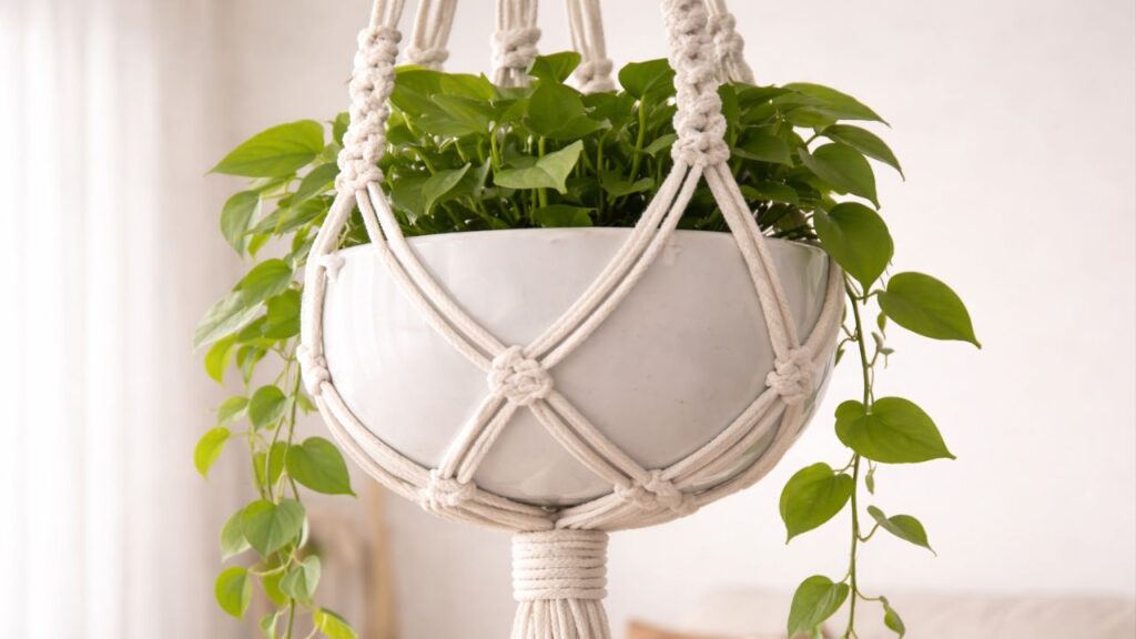 Aprenda a fazer o suporte de planta em macramê simples mais resistente e bonito que você já viu