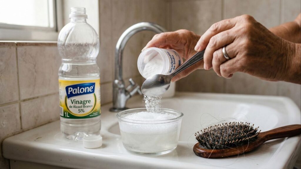 Aplicar vinagre branco com bicarbonato nos cabelos grisalhos: para que serve e por que dermatologistas alertam sobre o uso em 2026