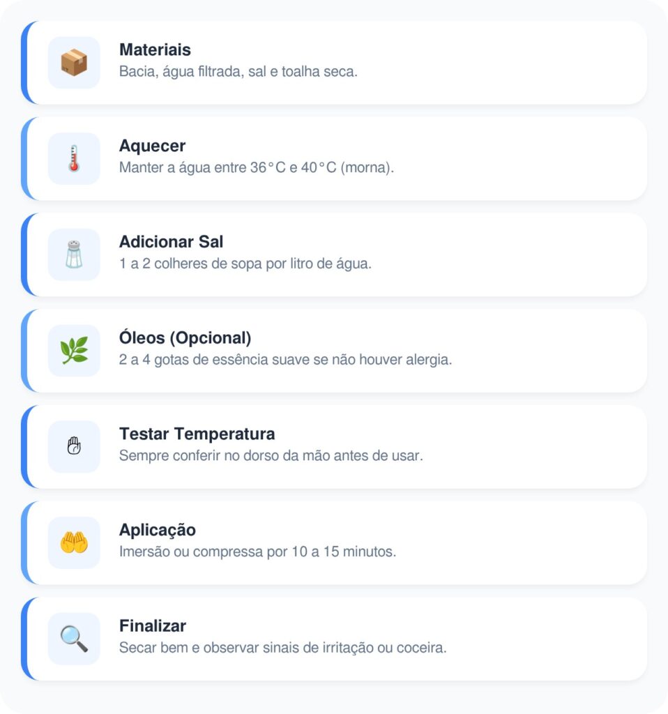 Como preparar a compressa de água morna e sal para idosos