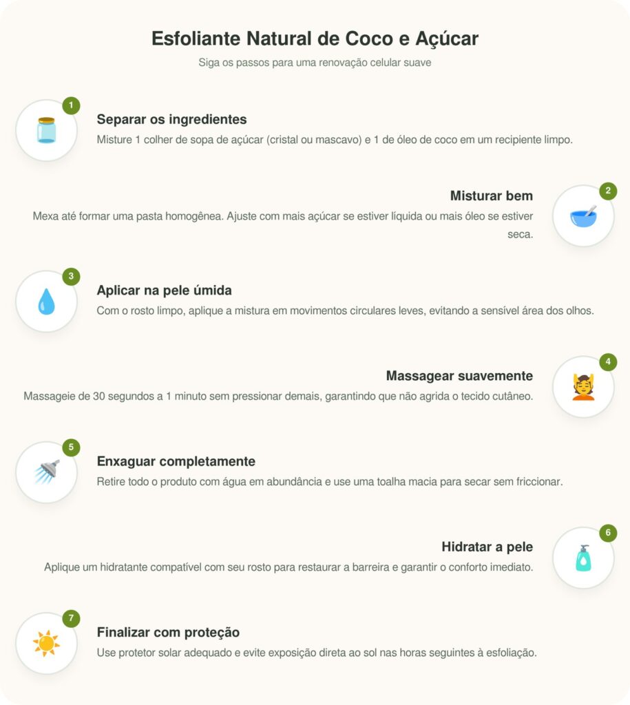 Prepare este esfoliante caseiro de açúcar e óleo de coco para usar pela manhã e sinta sua pele sedosa