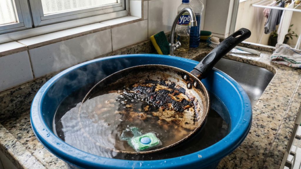 Sua frigideira volta a brilhar como nova com um truque simples para tirar gordura queimada sem esfregar
