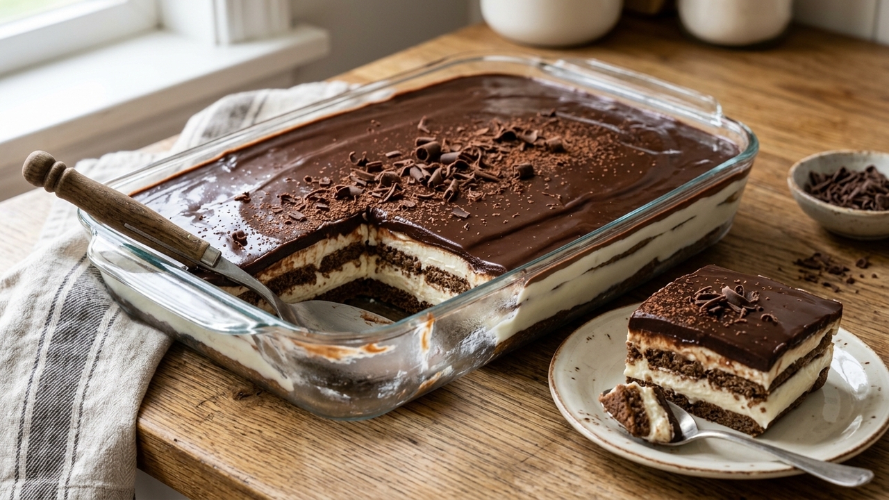 Esse pavê de chocolate com ganache fica super cremoso e faz sucesso em qualquer mesa