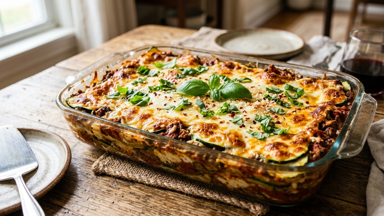 Essa lasanha de abobrinha com carne fica tão cremosa que você nem sente falta da massa