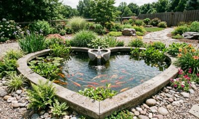 Um lago artesanal em formato de coração que deixa qualquer área externa muito mais charmosa