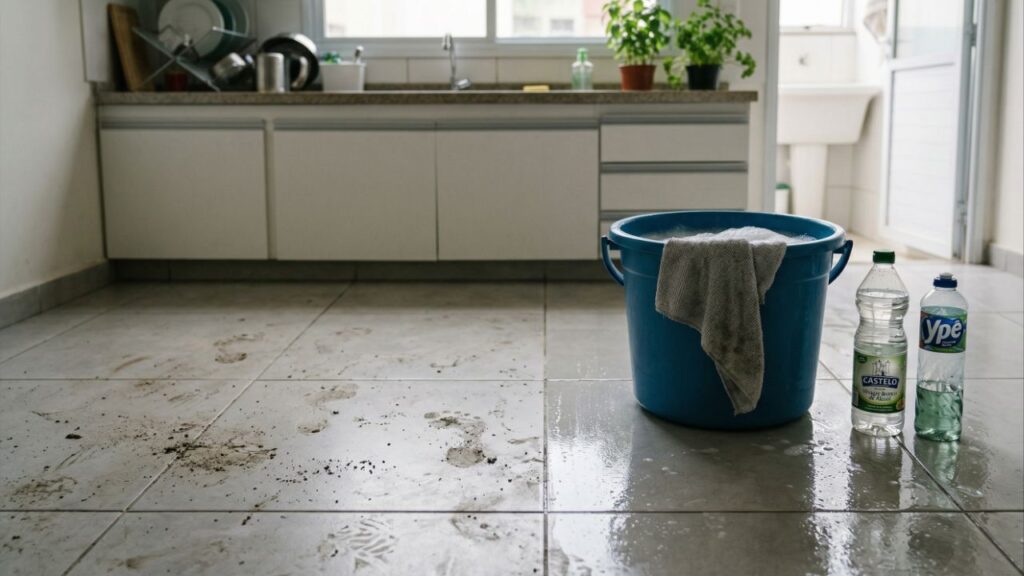 Limpar o piso com água morna, vinagre e detergente: por que é recomendado