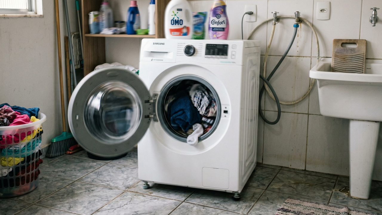 Máquina de lavar saindo do lugar na centrifugação quase sempre revela um problema interno fácil de notar