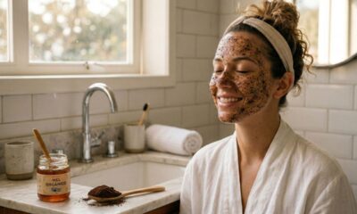 Jeito mais prático de usar máscara de café com mel pela manhã para renovar o rosto