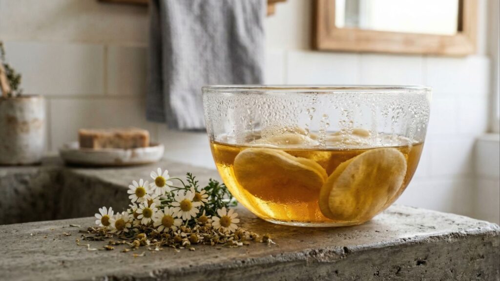 Aplique compressa de chá de camomila assim e mude seu visual logo ao acordar