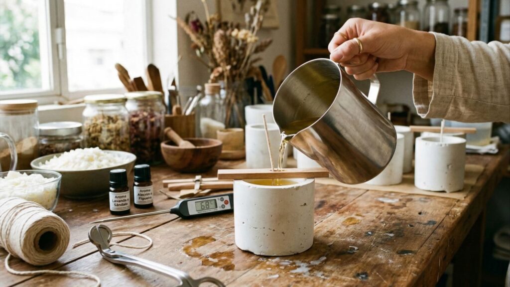 Ganhe dinheiro com a tendência da vela em cimento branco produzindo em casa