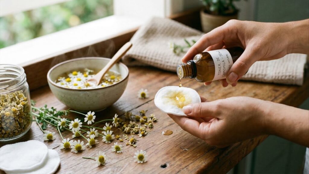 Crie seu próprio tônico calmante natural com camomila e sinta o alívio imediato na pele e no rosto